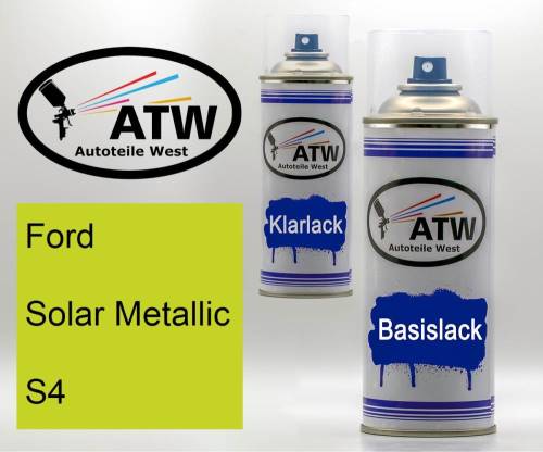 Ford, Solar Metallic, S4: 400ml Sprühdose + 400ml Klarlack - Set, von ATW Autoteile West.